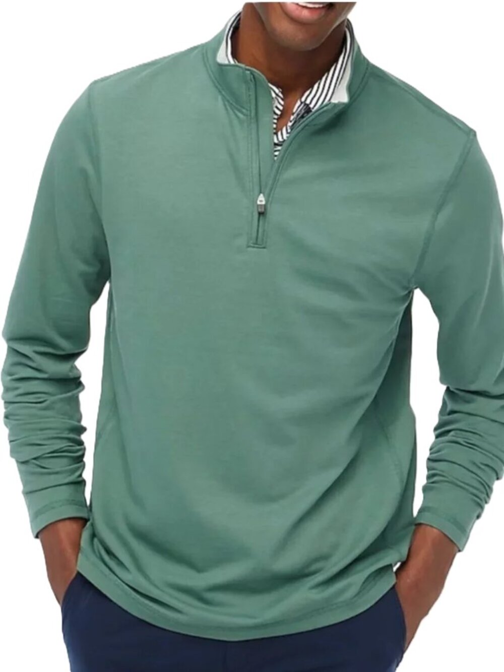 J.crew Men's Performance Half Zip Pullover Shirt Green